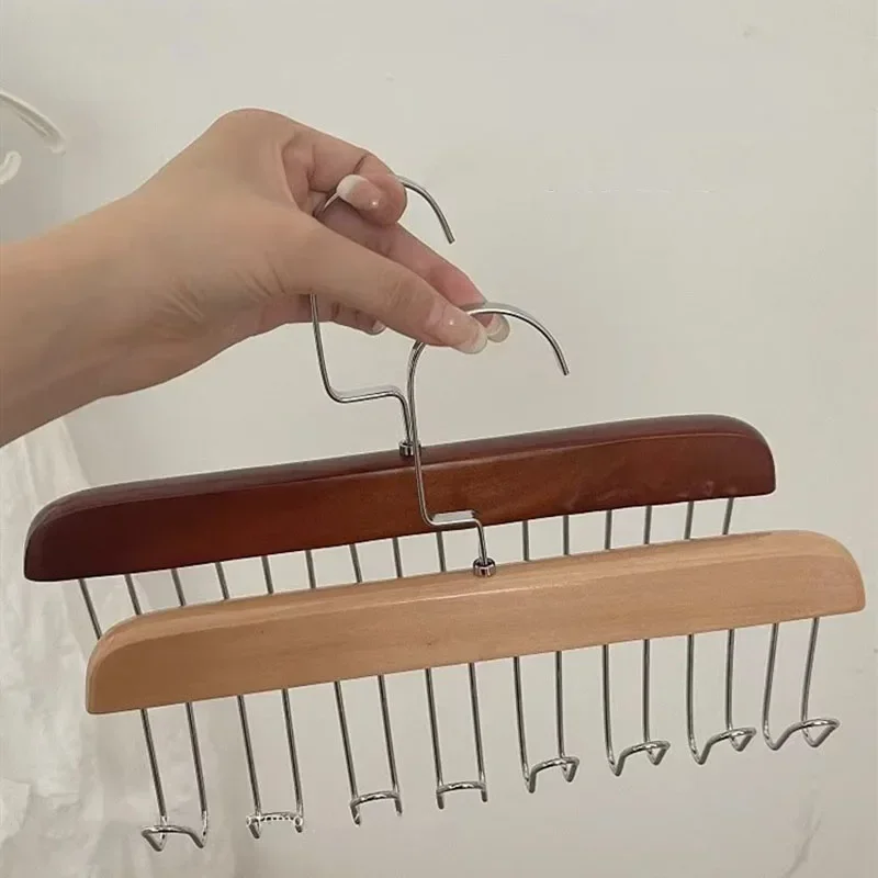 Solid Wood Clothes Hanger Underwear Vest Wooden Storage Rack Tie Drying Underwear Sling Bag Multifunctional Wavy Solid Wood Clot