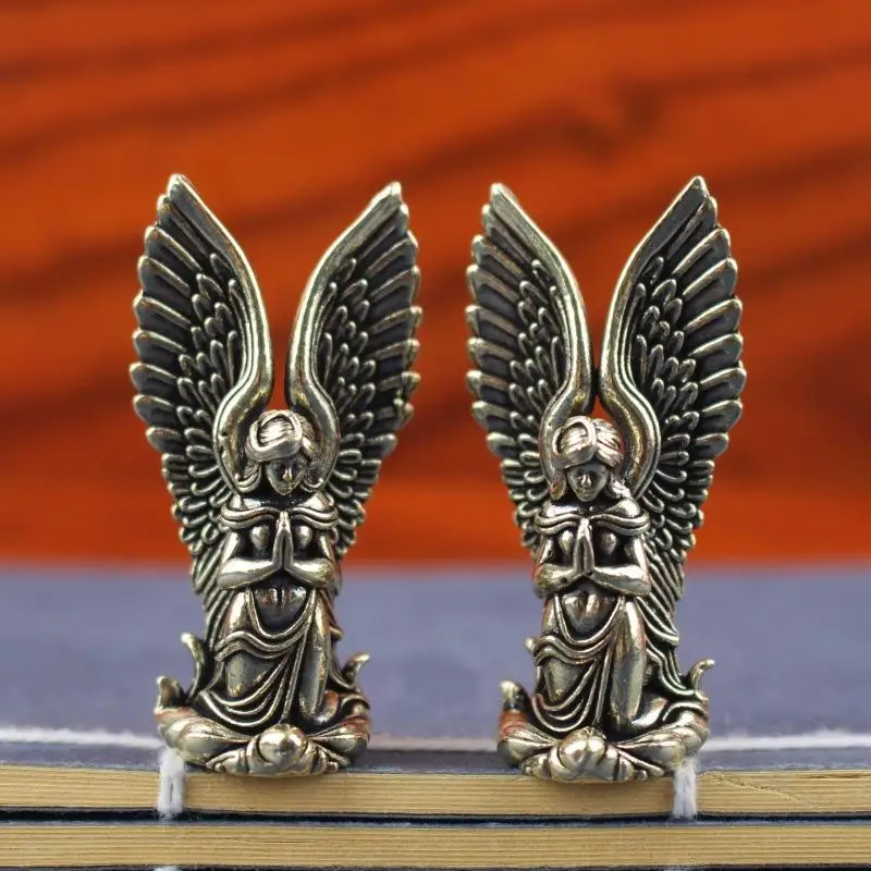 Goddess Angel Figure Home Decor Guardian Angel Statue Decoration Retro Home Decor Desktop Tea Pet Craftwork Bronze Ornament