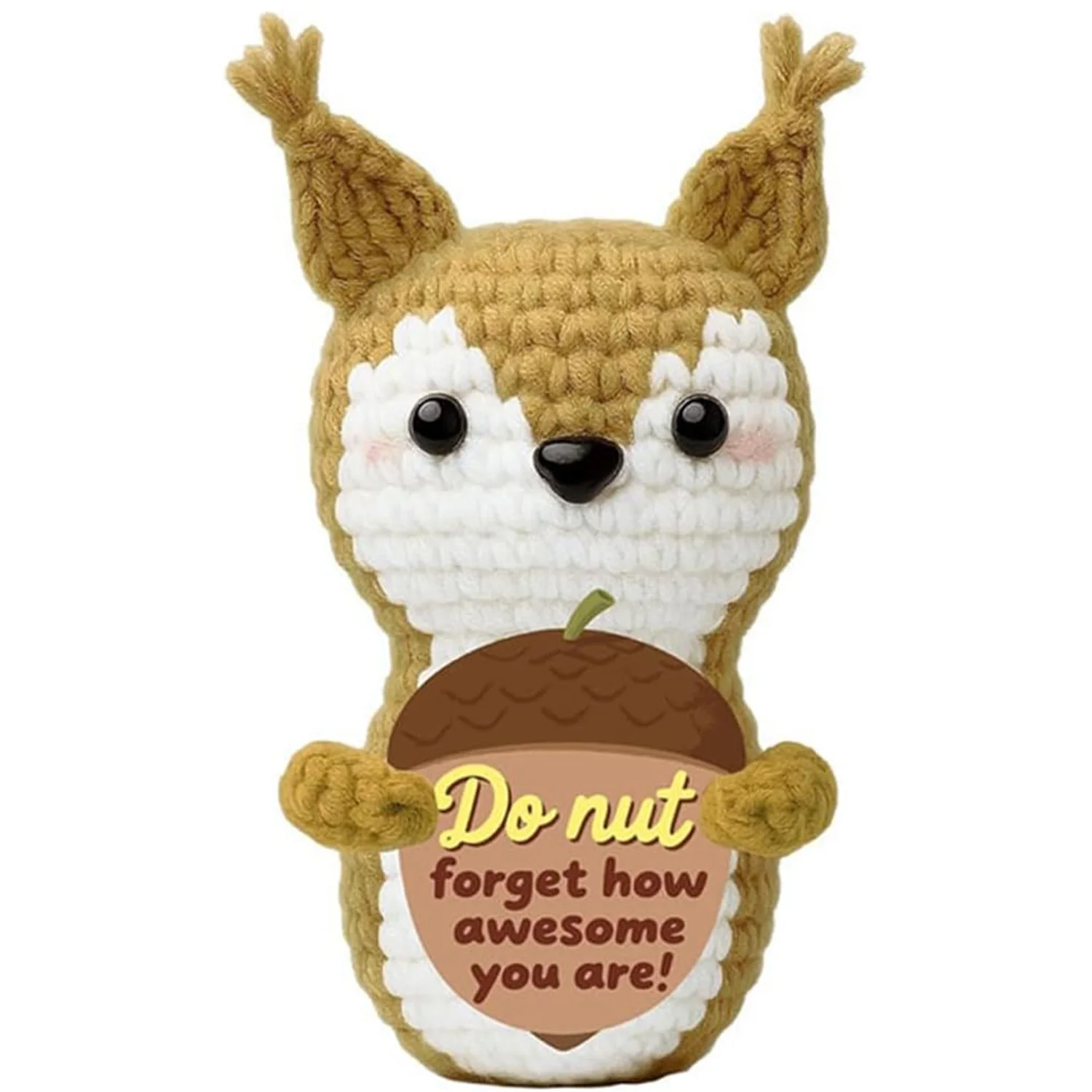 Handmade Positive Energy Squirrel Doll With Card Home Decoration Knitting Squirrel Doll Ornament Room Decor Christams Party Gift