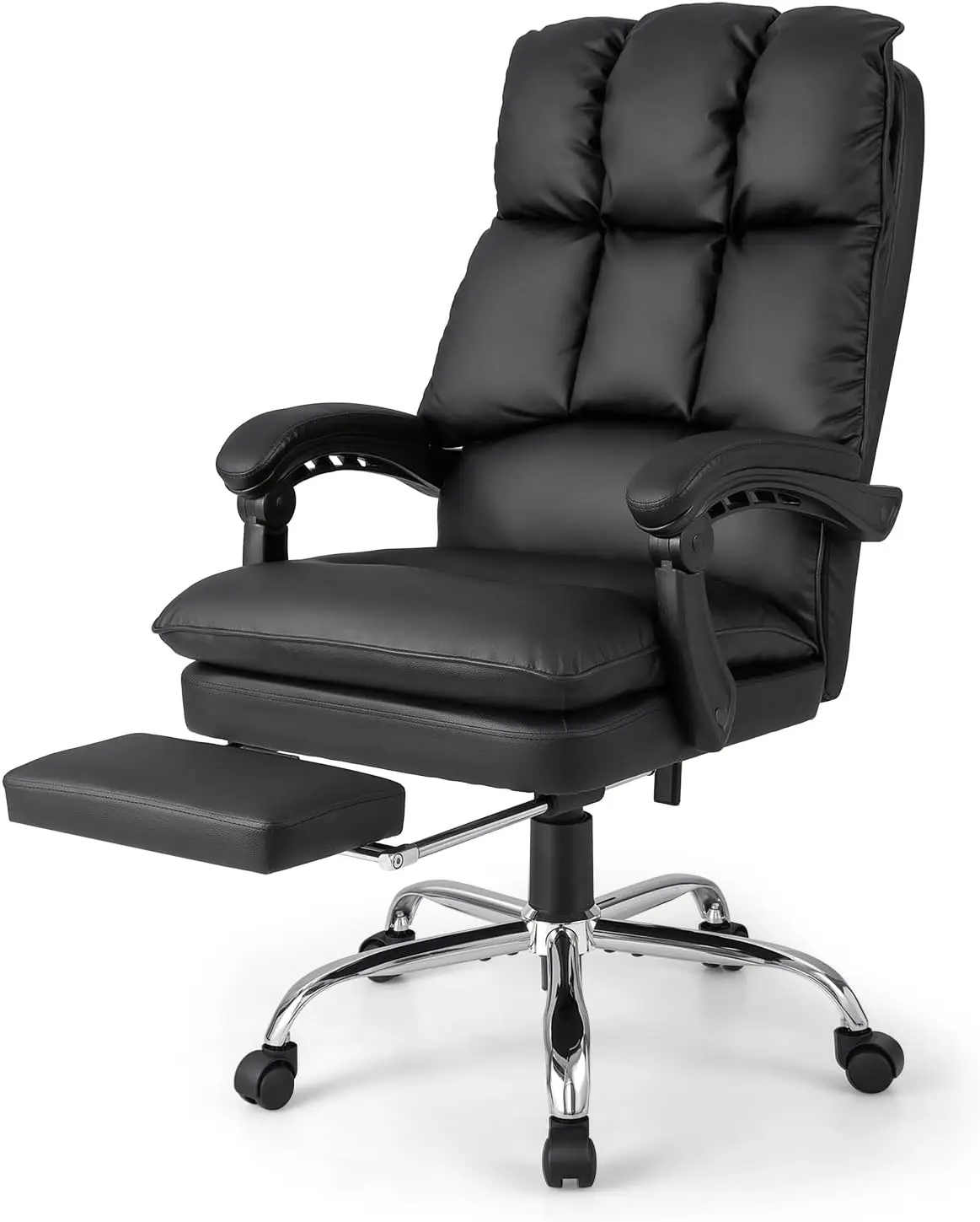 

Office Chair With Foot Rest, Reclining Executive Office Chair, High Ba Pu Leather Comfortable Computer Task Chair, Comfy Home