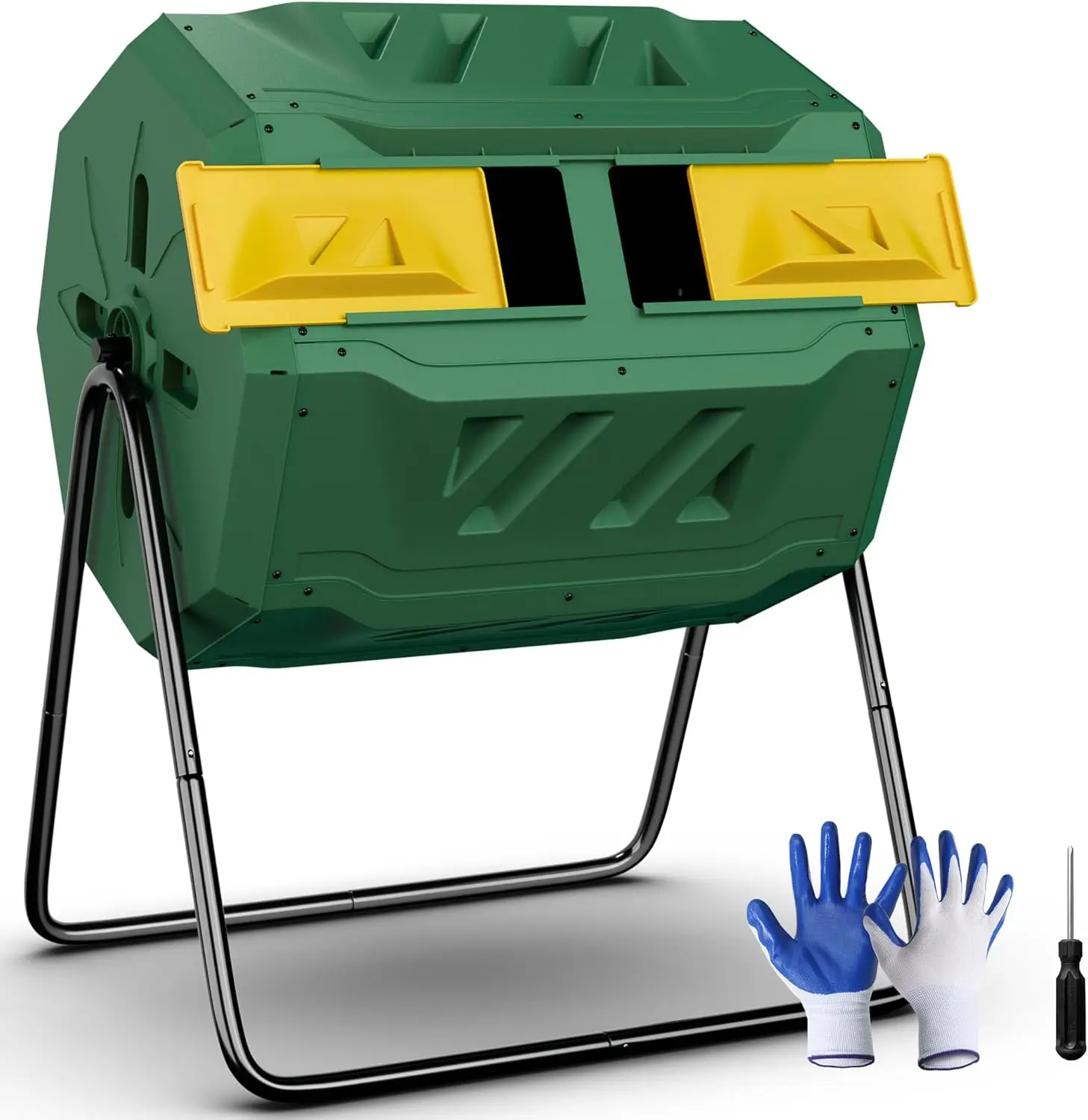 

Компостер с двумя отсеками на 163 литра (43 галлона) с раздвижными дверями и стальным каркасом для сада/двора, без бисфенола А