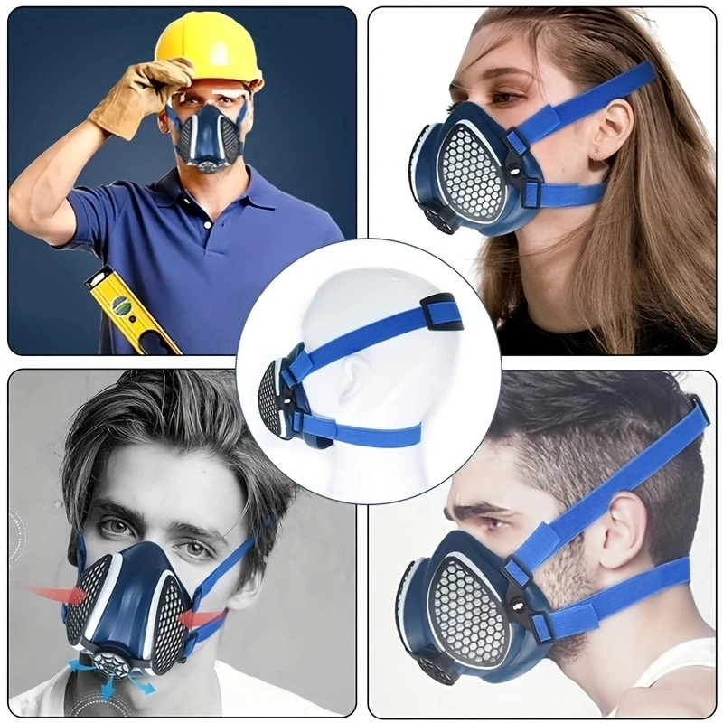 Silicone Half Mask Respirator with Replaceable and Reusable Filters,included,for Painting Dust Work Safer Protection Face Mask