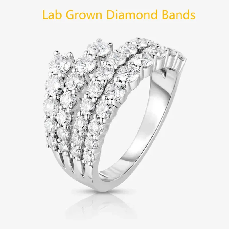 Platinum 950 Lady Fashion Statement Ring 1.5CTW Round Lab Grown Diamond DEF VS Band High Quality Jewelry Women Anniversary Gift