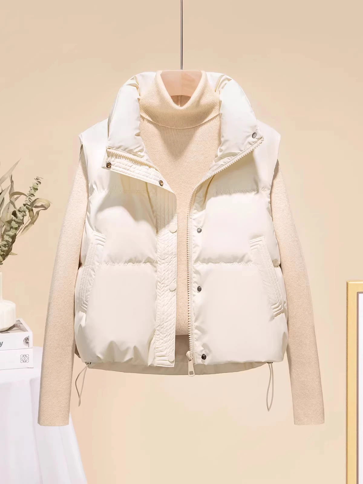 

ort down Cotton Vest Women's Winter Outerwear Wa-Free Faionable oulder Pad Vest Trendy JaOrdle Brand Polyester Fabric