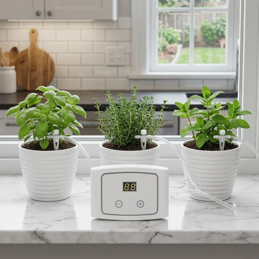 Humidity Sensing Automatic Watering Device Adjustable Drip Head 3 Protection Functions Smart Plant Waterer