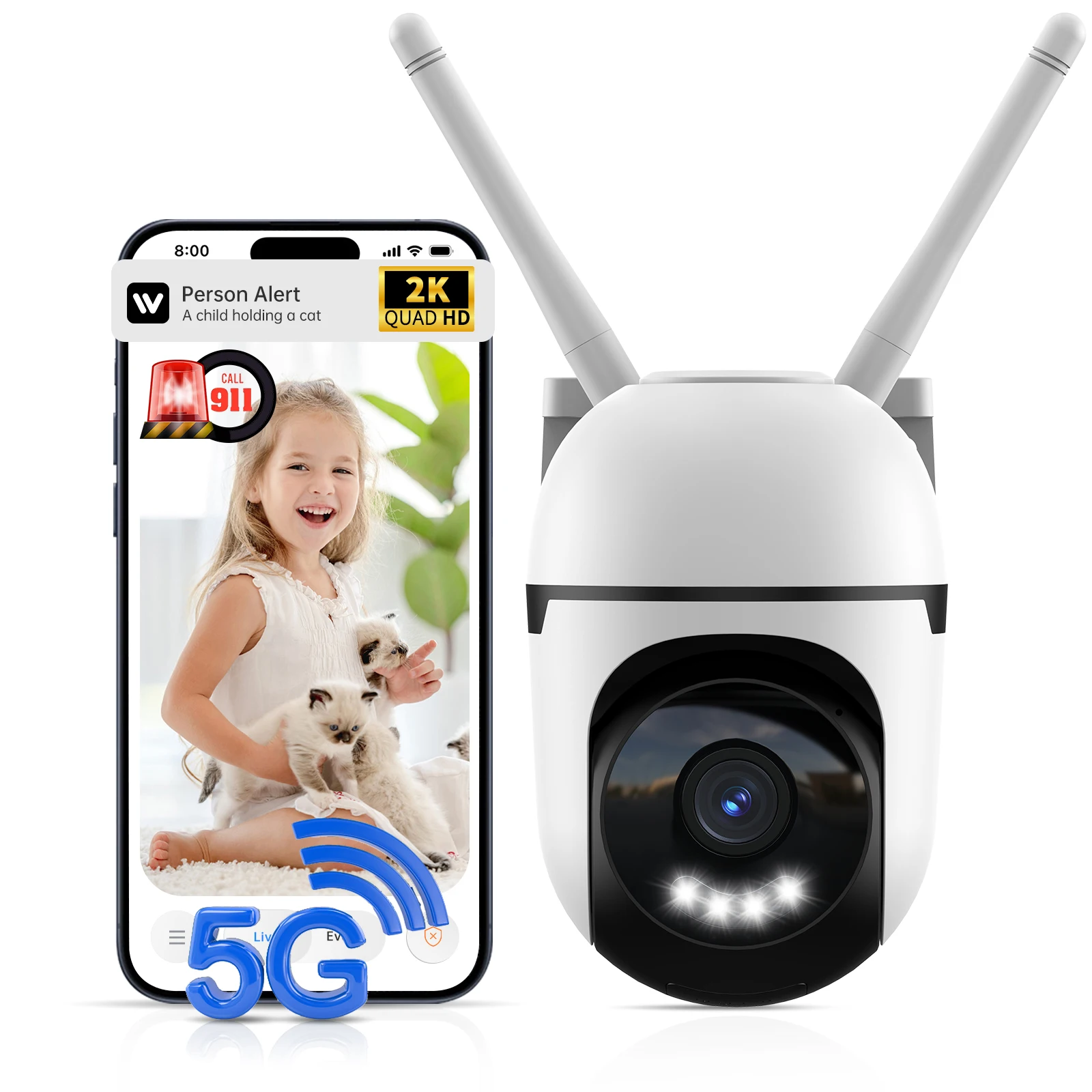 

2MP PTZ WiFi Camera Outdoor Wireless Security Dome Camera Motion Detection 2-Way Audio Surveillance CCTV Camera for Baby