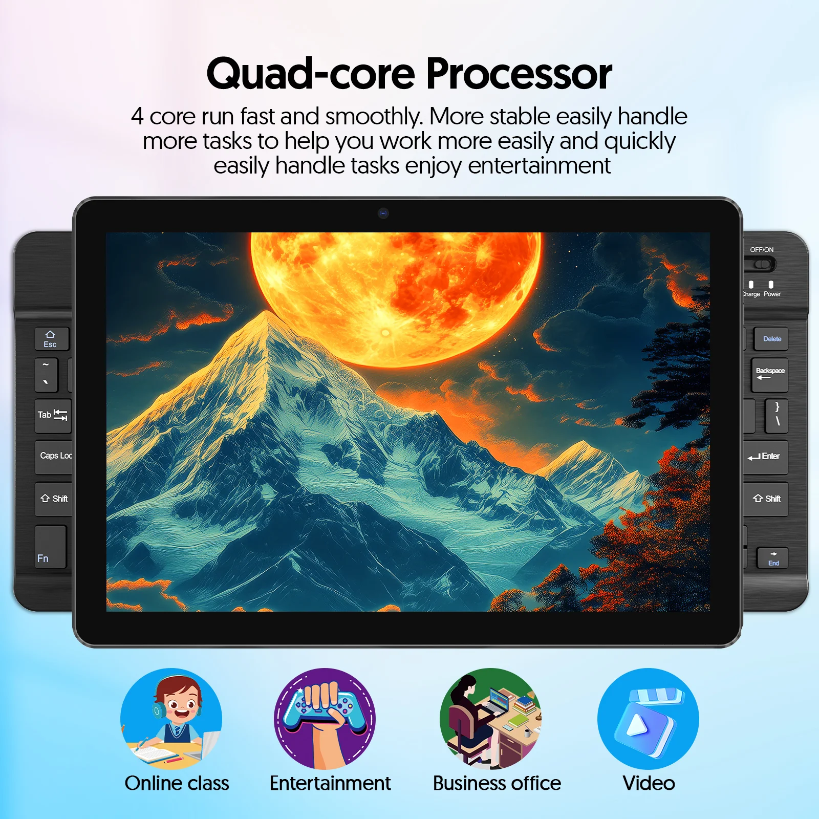 Tablet Android de 10 polegadas, 7 GB (expansão de memória 3G + 4G) RAM + 64 GB ROM, processador quad-core, WiFi, Bluetooth, certificação GMS