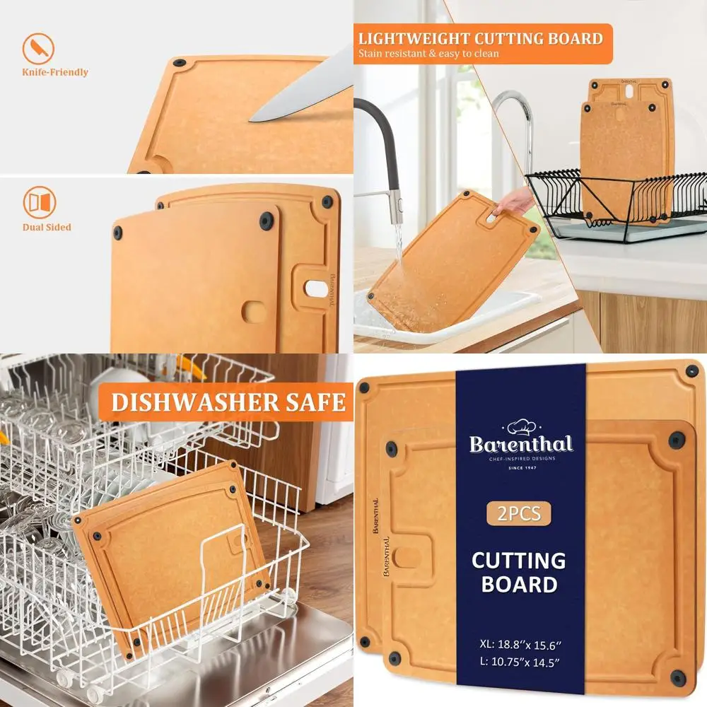 

Набор двусторонних нескользящих разделочных досок — размер XL и L, удобные кухонные ножи, большие разделочные доски для посудомоечной машины