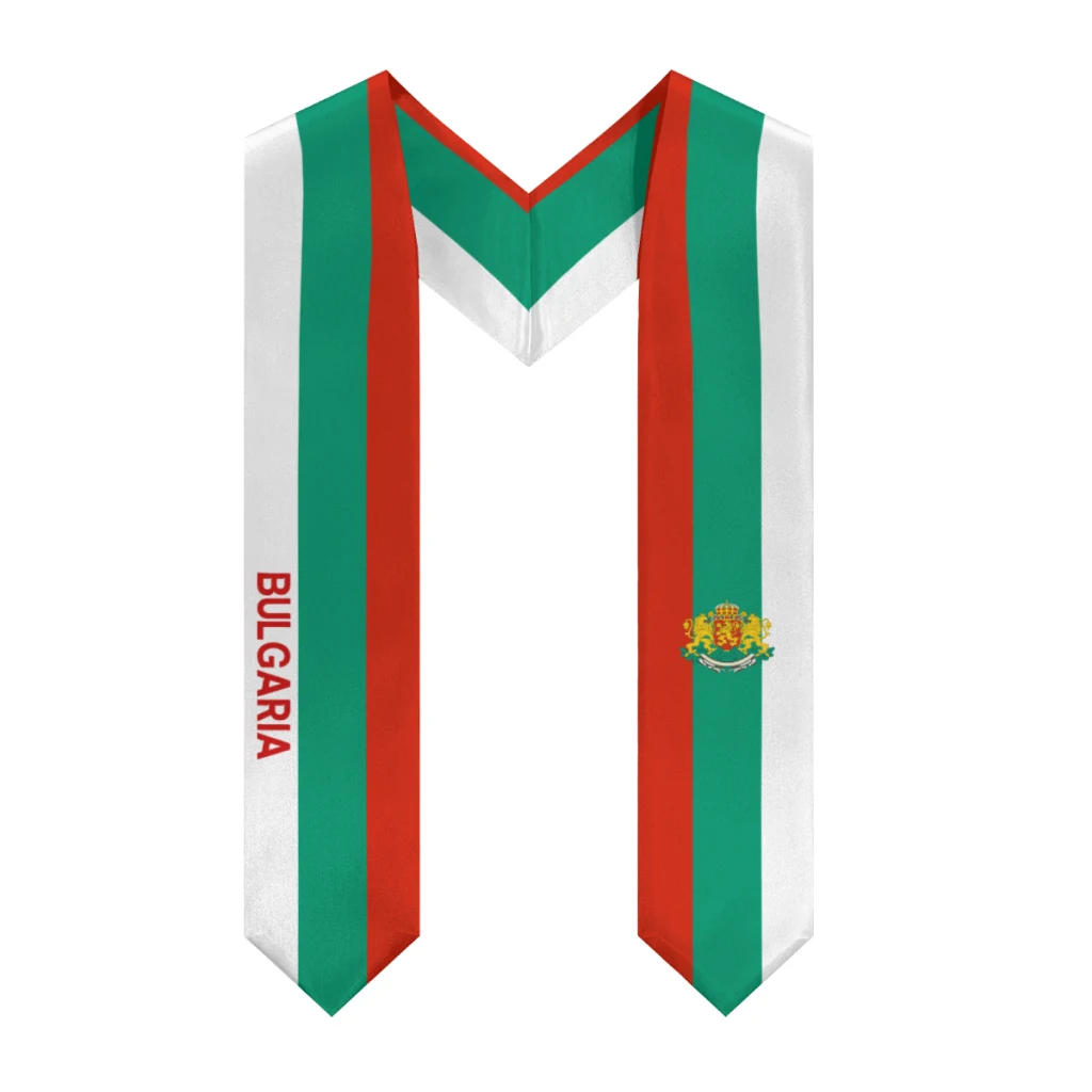 

More design Graduation shawl Bulgaria & United States Flag Stole Sash Honor Study Aboard International Students
