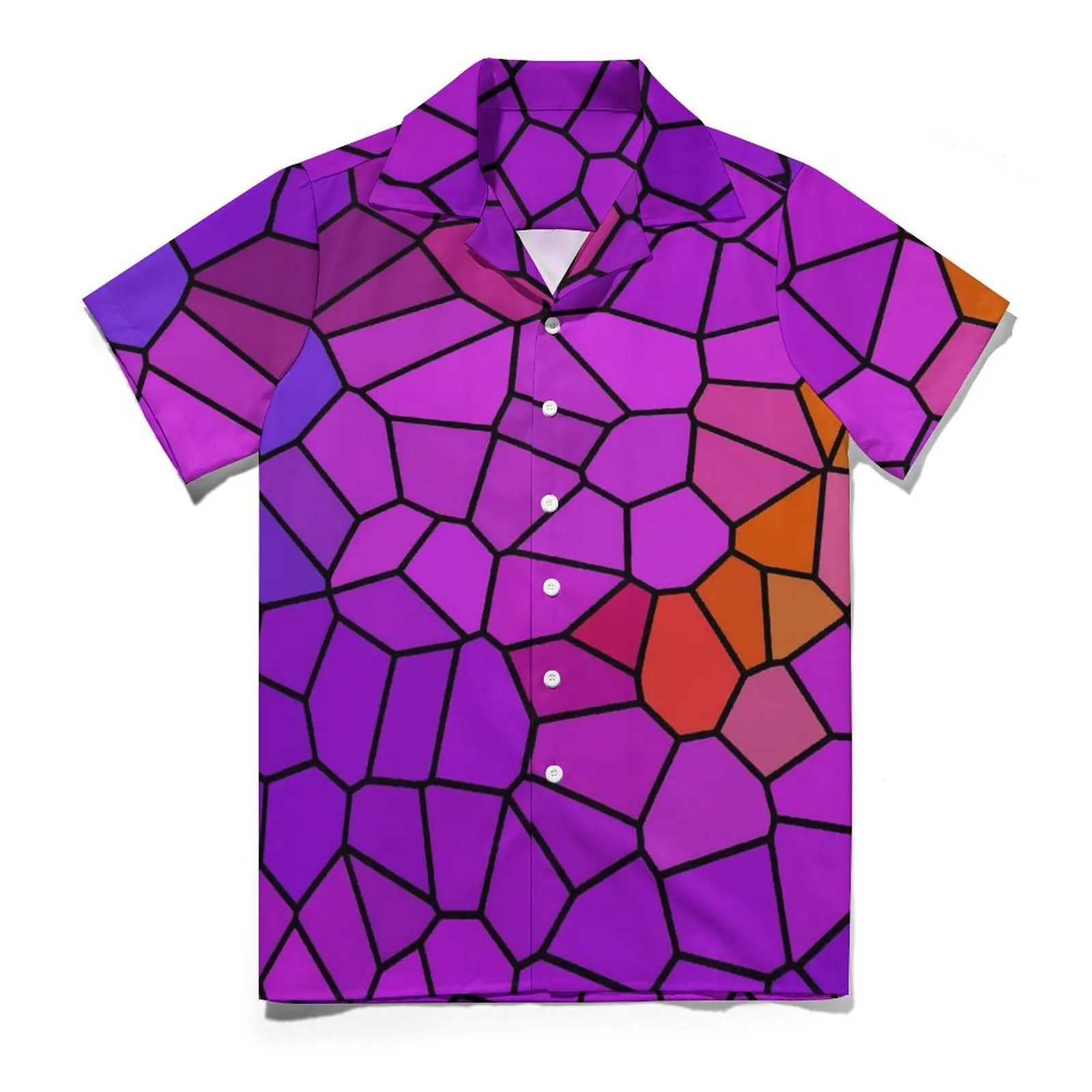 Geometric Hawaii Shirt  Male Vacation Stained Glass Abstract Art Casual Shirts Short Sleeve Streetwear Novelty Oversized Blouses