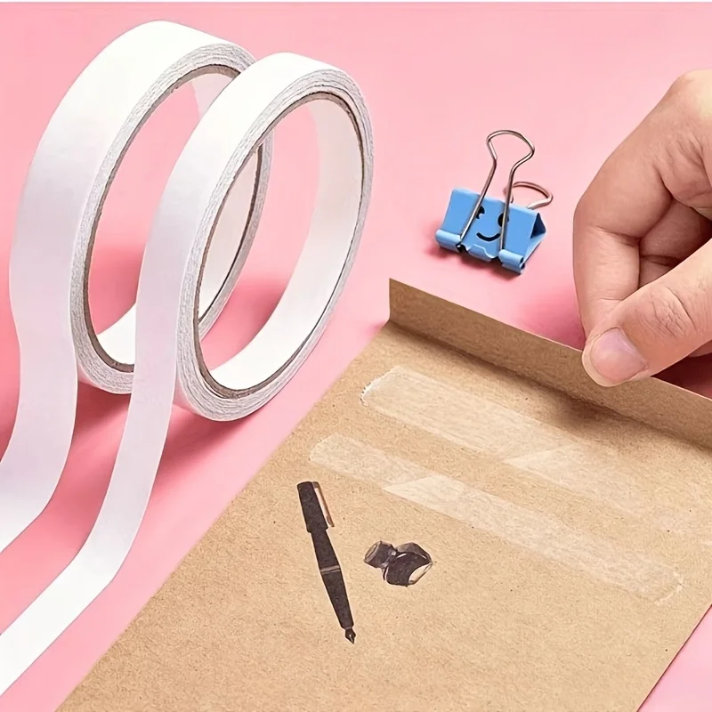 10 Rolls Transparent Double-Sided Adhesive Tape Suitable for Plastic/Wood/ Surfaces, Strong Glue for Crafts, Scrapbooking
