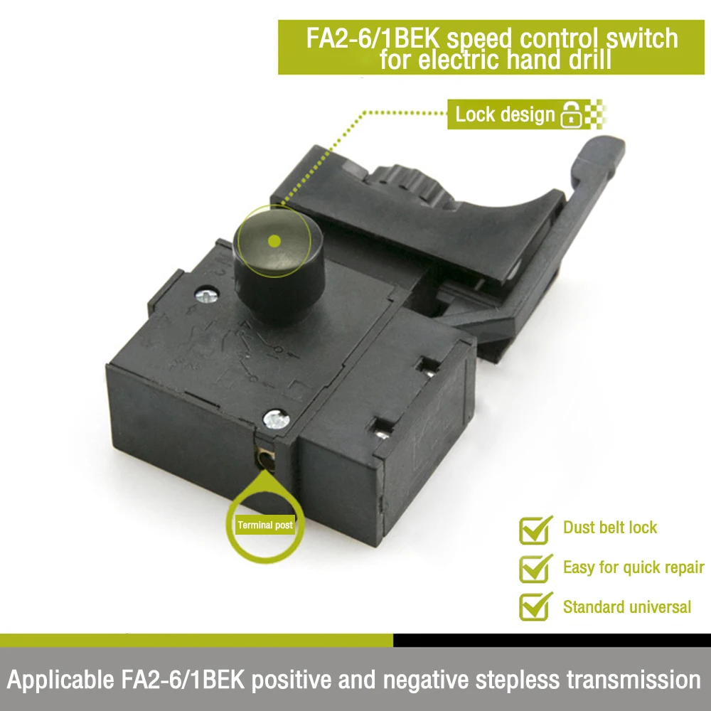 FA2-6/1BEK blokada zasilania narzędzie elektryczna wiertarka ręczna kontrola prędkości przycisk wyzwalacza przełącznik do narzędzia sprzętowego