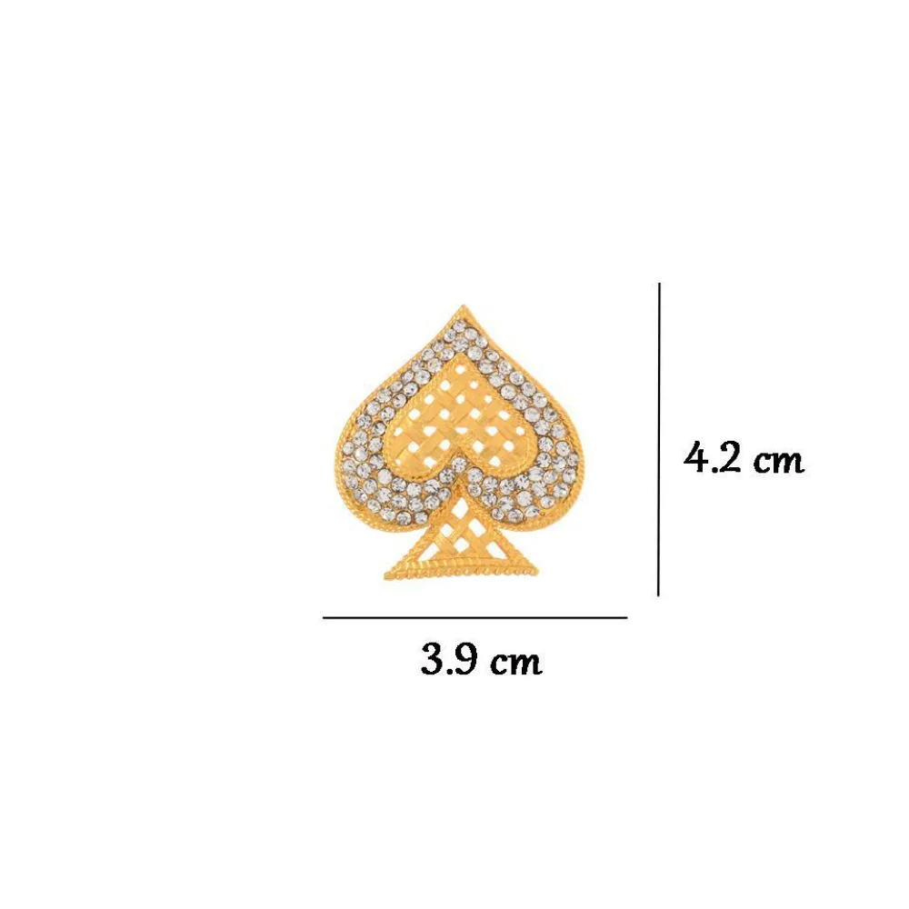 Poker Card Spade Plum Blossom Brooch Pearl Rhinestone Hollow Out Spade Plum Blossom Pin Coat Suit Chest Flower Accessories
