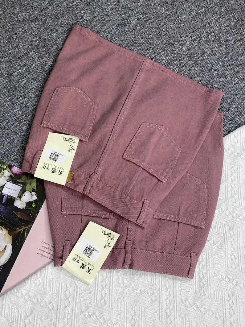 Women Pink Mini Denim Skirt Vintage 2000s High Waist Cowboy Short Skirt Harajuku Korean Style Y2k A-line Jean Wrap Skirt Summer