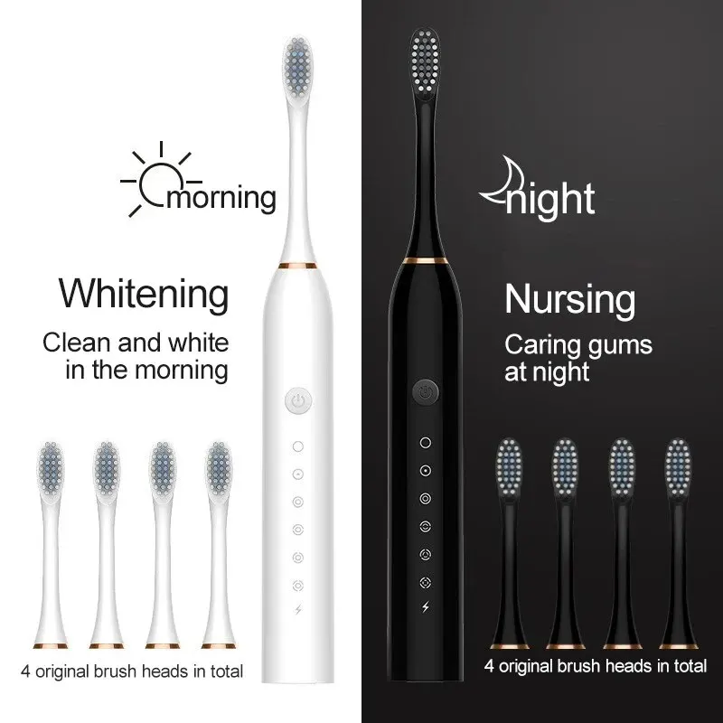 Xiaomi New Electric Ultrasonic Toothbrush 6 Mode Home Soft Hair USB Charging Waterproof Adult Tooth Cleaner Automatic Couple Set