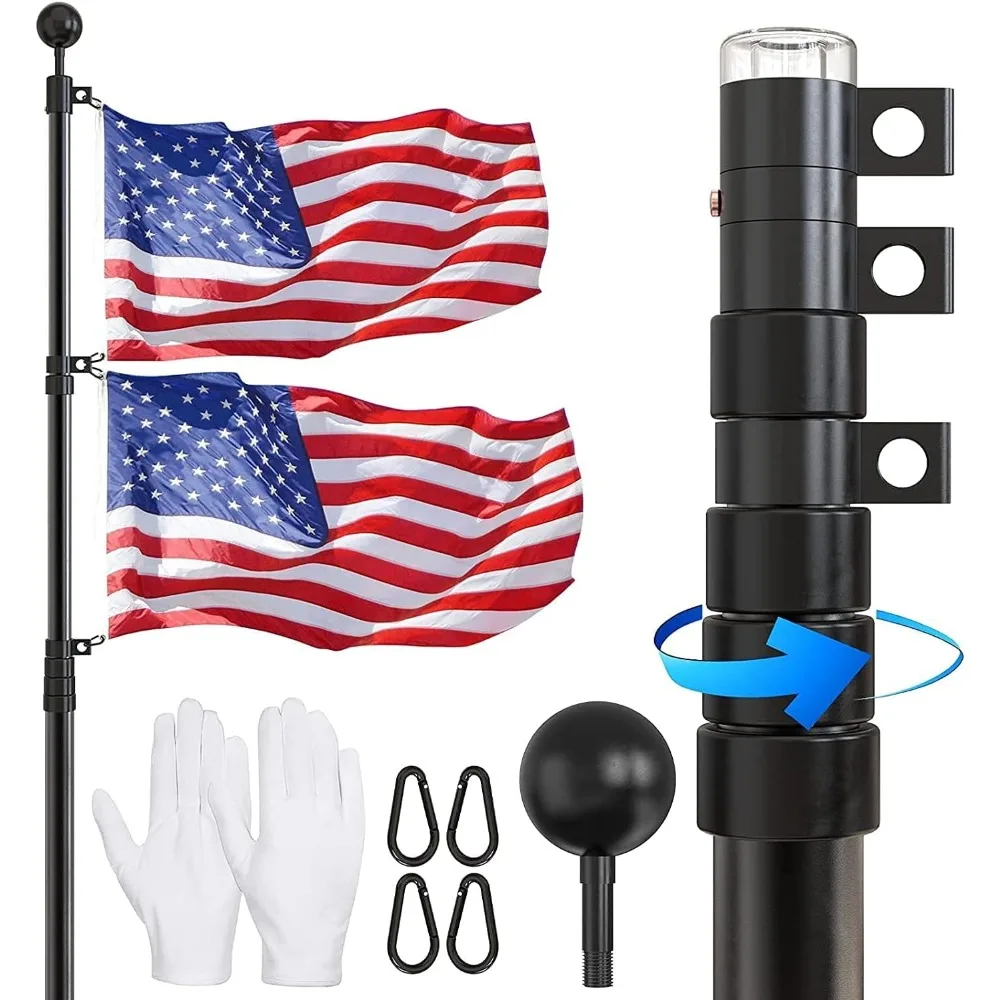 Flag Pole - 25 FT Heavy Duty Telescopic Flagpole Kit for Yard -Extra Thick Outdoor Telescoping Flag Poles with 3x5 American Flag