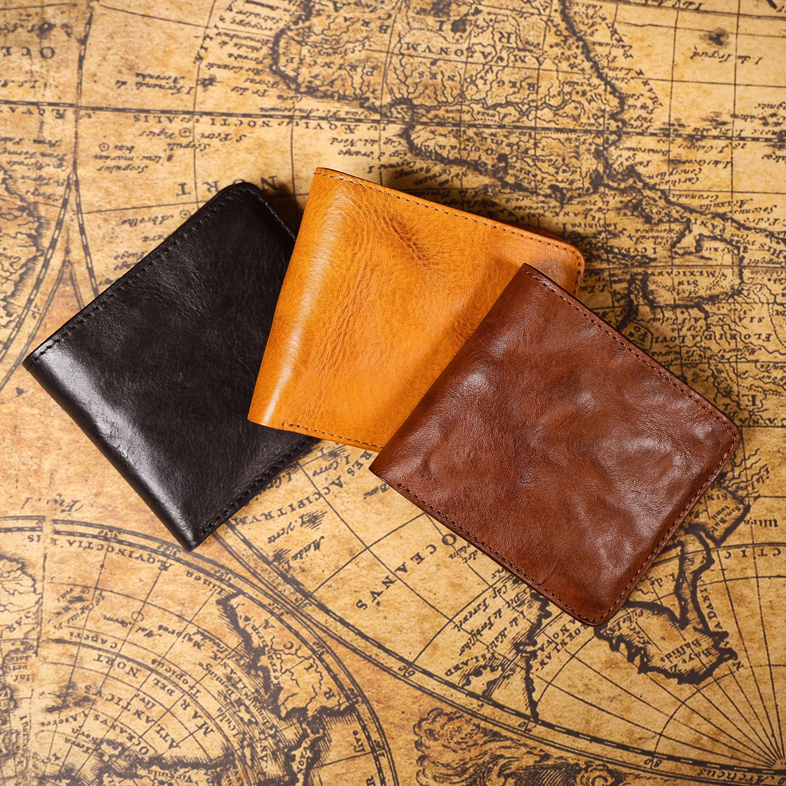 Vintage Herren Klassische Echtleder-Geldbörse Kreditkartenhalter Taschenbörse Rindsleder Retro-Stil – Detail 21