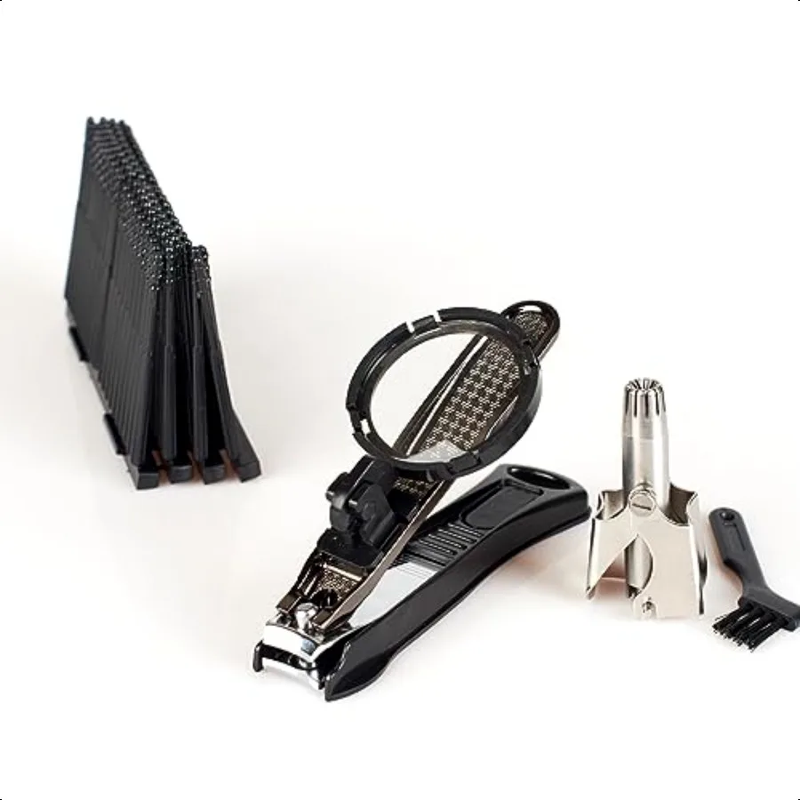 

Комплект из 3 предметов для личной гигиены, кусачки для ногтей со съемным увеличительным стеклом, ручной триммер для волос в носу, клейкая палочка для чистки ушей