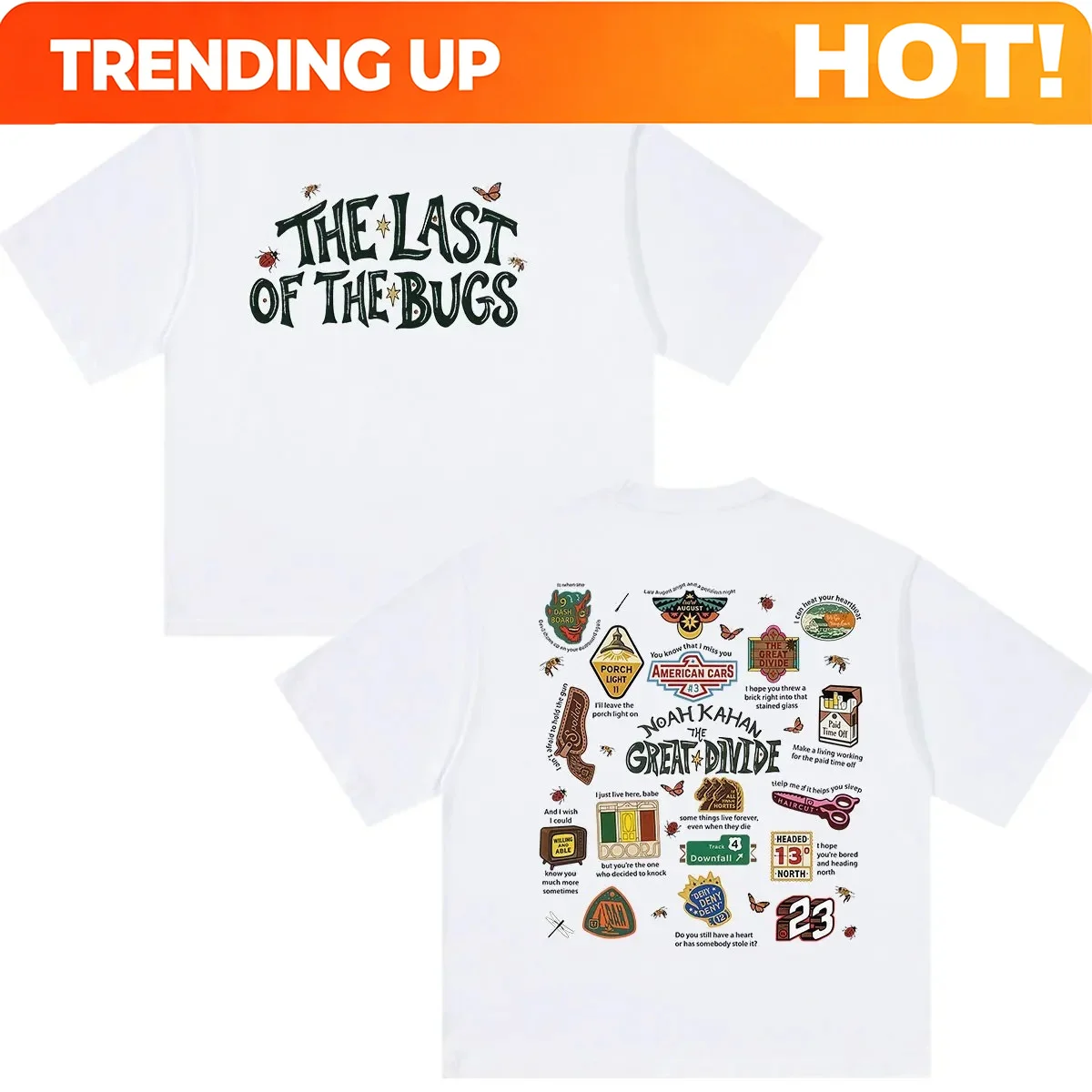 Last of The Bugs Harajuku Short Sleeve T-shirt Noah Kahan The Great Divide Tour 2026 Print T Shirts Men Women Casual Cotton Tees