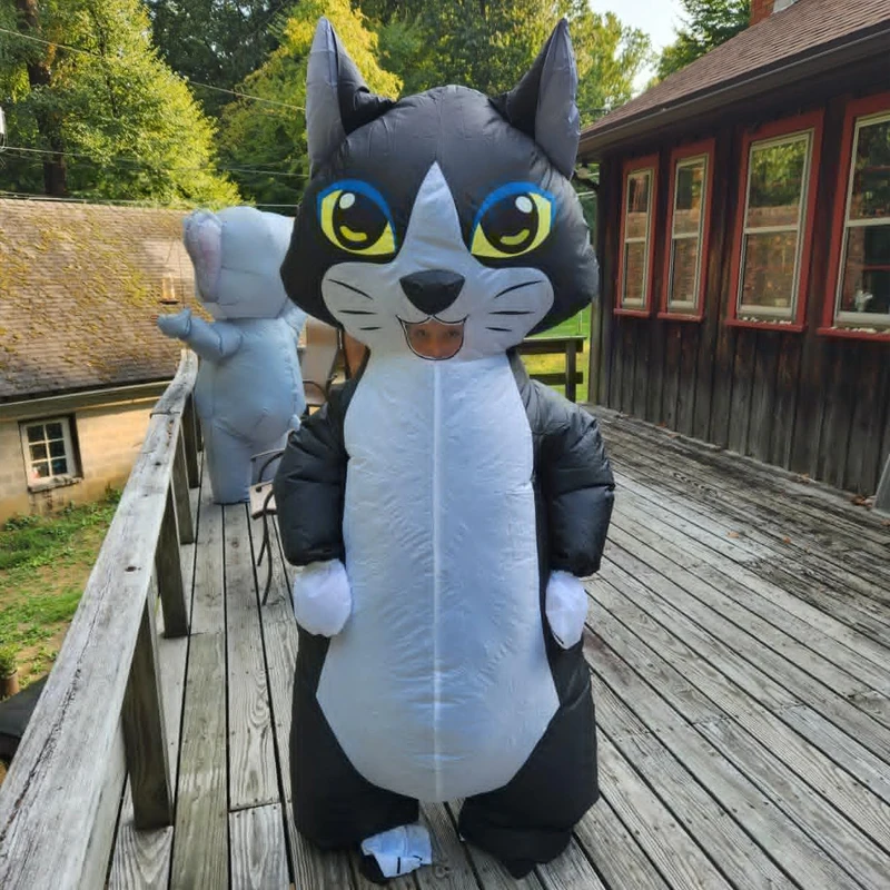 

Black Cat Cosplay Inflatable Costume Orange Cat Adult Funny Costume Halloween Cosplay Party Props Costume