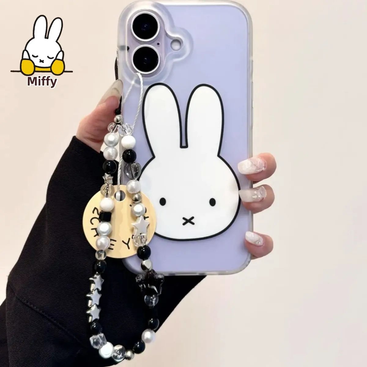 

Чехол для телефона Kawaii Miffy с милым мультяшным большим лицом Miffy Rabbit Is Sui Table для 17Promax 16Pro 15Plus 14, чехол для телефона 13Pro 11/12