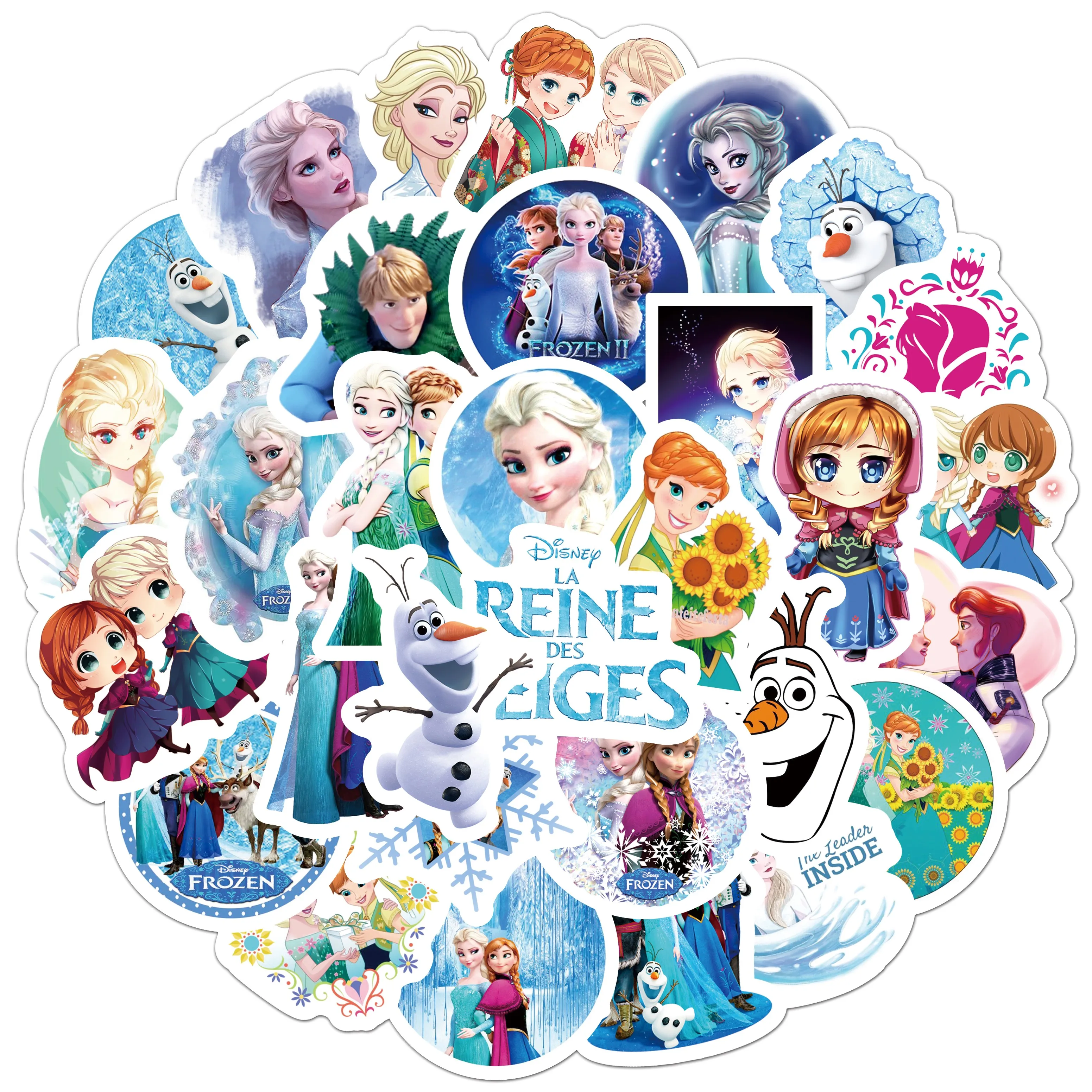 50Pcs Disney Frozen Princess Stickers Gift for Phone Luggage Scrapbooking Photo Album Stationery Decoration Sticker Toys