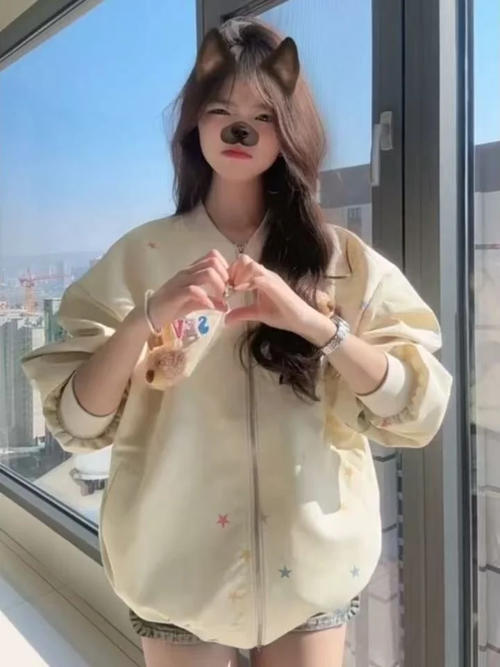 

Faionable Retro American Sle Baseball Jaet Men Women Winter High Street Trendy Open Cardigan Coat Stand Fit Casual Wear