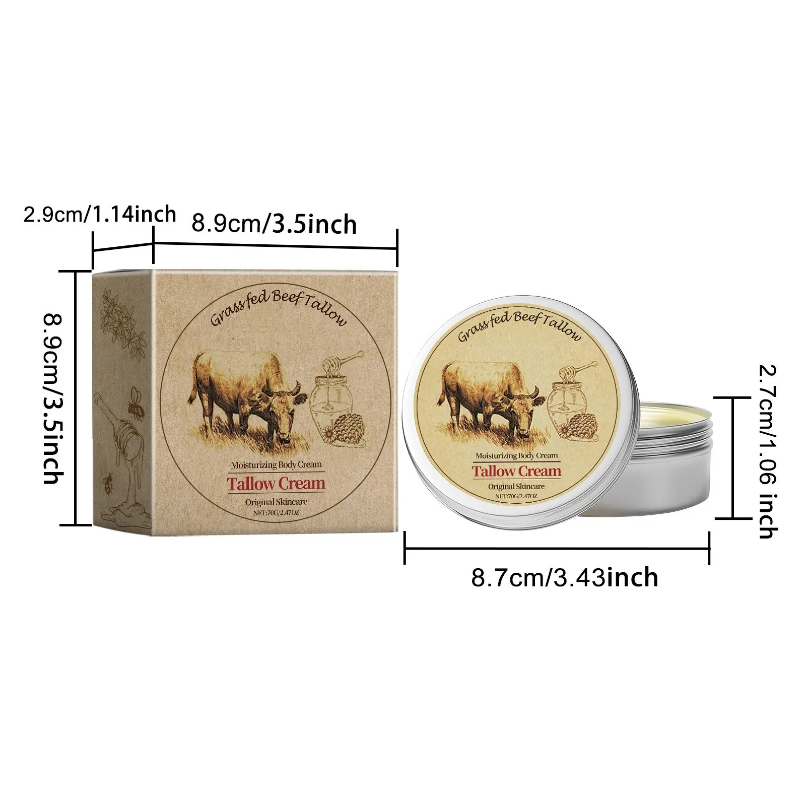 Beef Tallow For Skin Tallow And Honey Cream Organic Beef Tallow Balm For Face Moisturizer With Wild Honey For All Purpose Balm