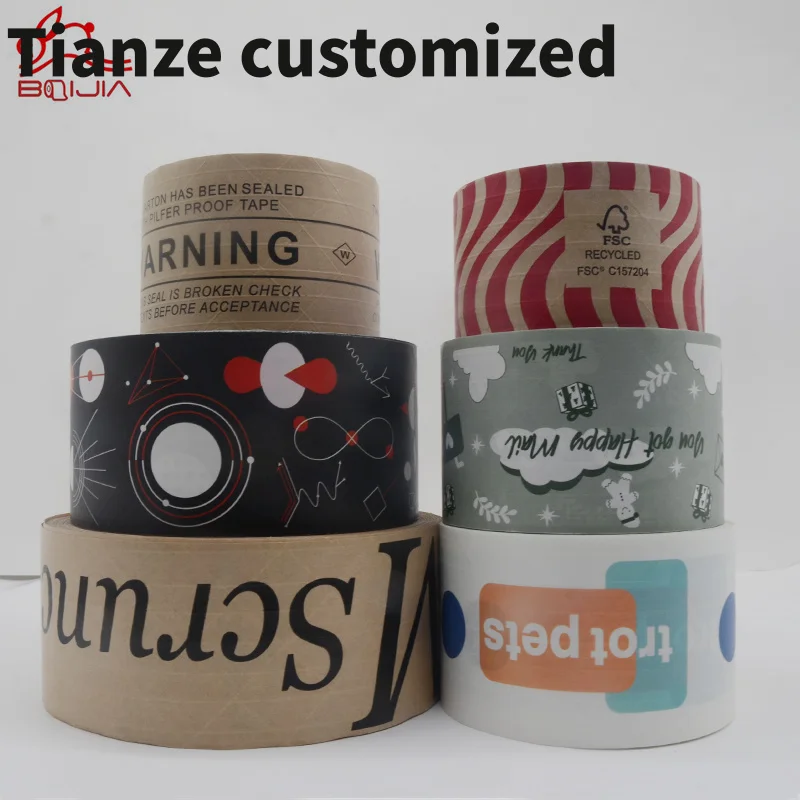 

10 pieces.custom.Gummed Paper Tape Beautiful Custom Printed Paper Logo Packing Packaging Adhesive Reforeced Kraft