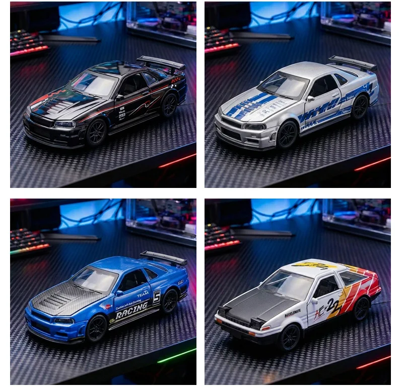 1:36 NISSAN GTR & RX7 MX5 Spielzeugauto mit zu öffnenden Türen, Rückziehfunktion, bemaltes Sammlerstück, ideales Geburtstagsgeschenk für Kinder – Detail 9