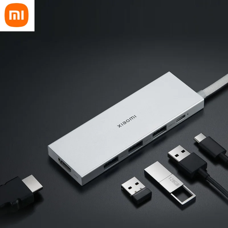 100% Original Xiaomi Type-C 5 in 1 Docking Station Port Extender USB3.0/Type-C/HDMI Multi-Function Support 4K UHD Transmission