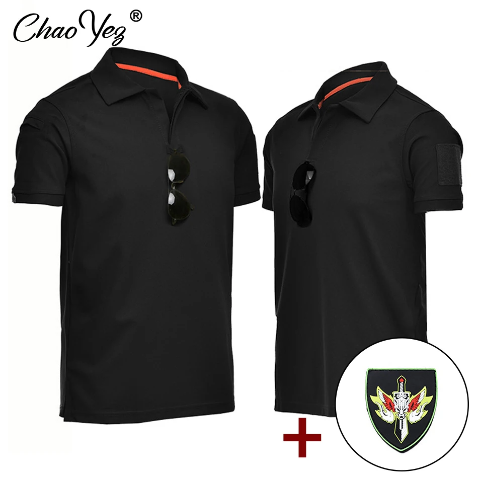 Men\'s Tactical Polo T-shirt Military Army Combat T Shirt Quick Dry Tees Outdoor Hunting Camping Hiking O-Neck Lapel Short Sleeve