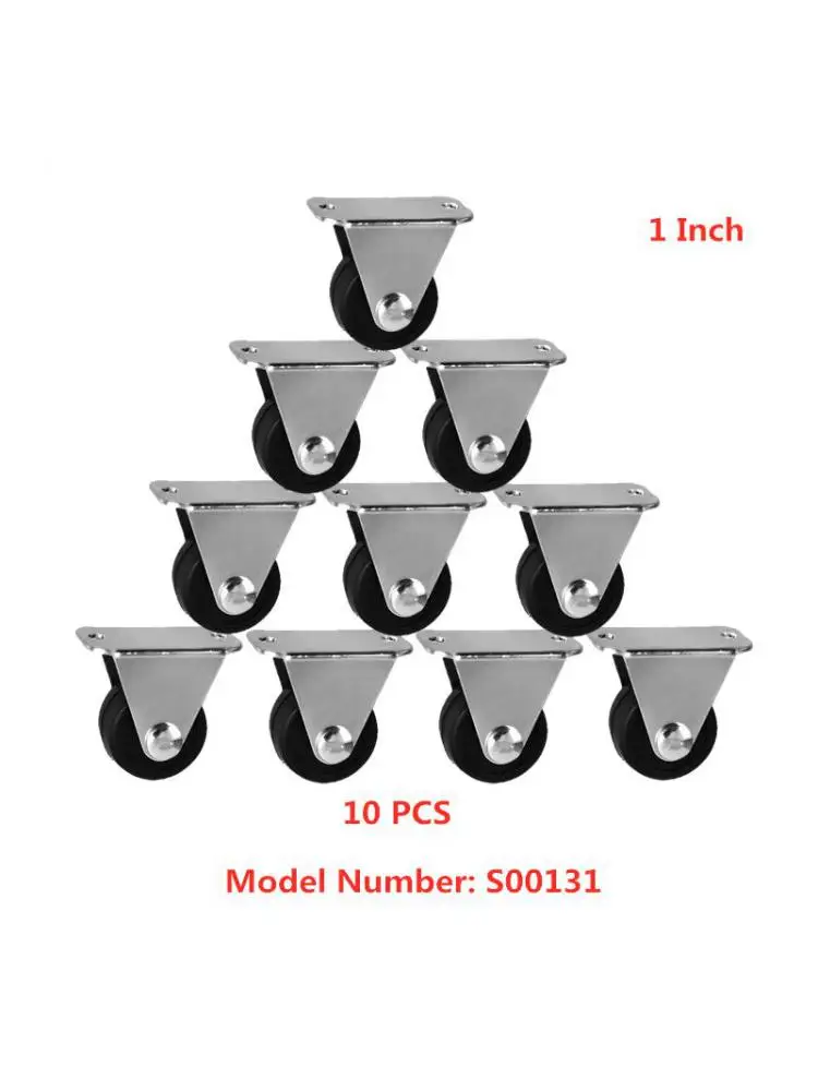 

(10 Packs) Casters 1 Inch Rubber Directional With Diameter Of 25mm, Mute Wear-Resistant Fixed Roller, Furniture