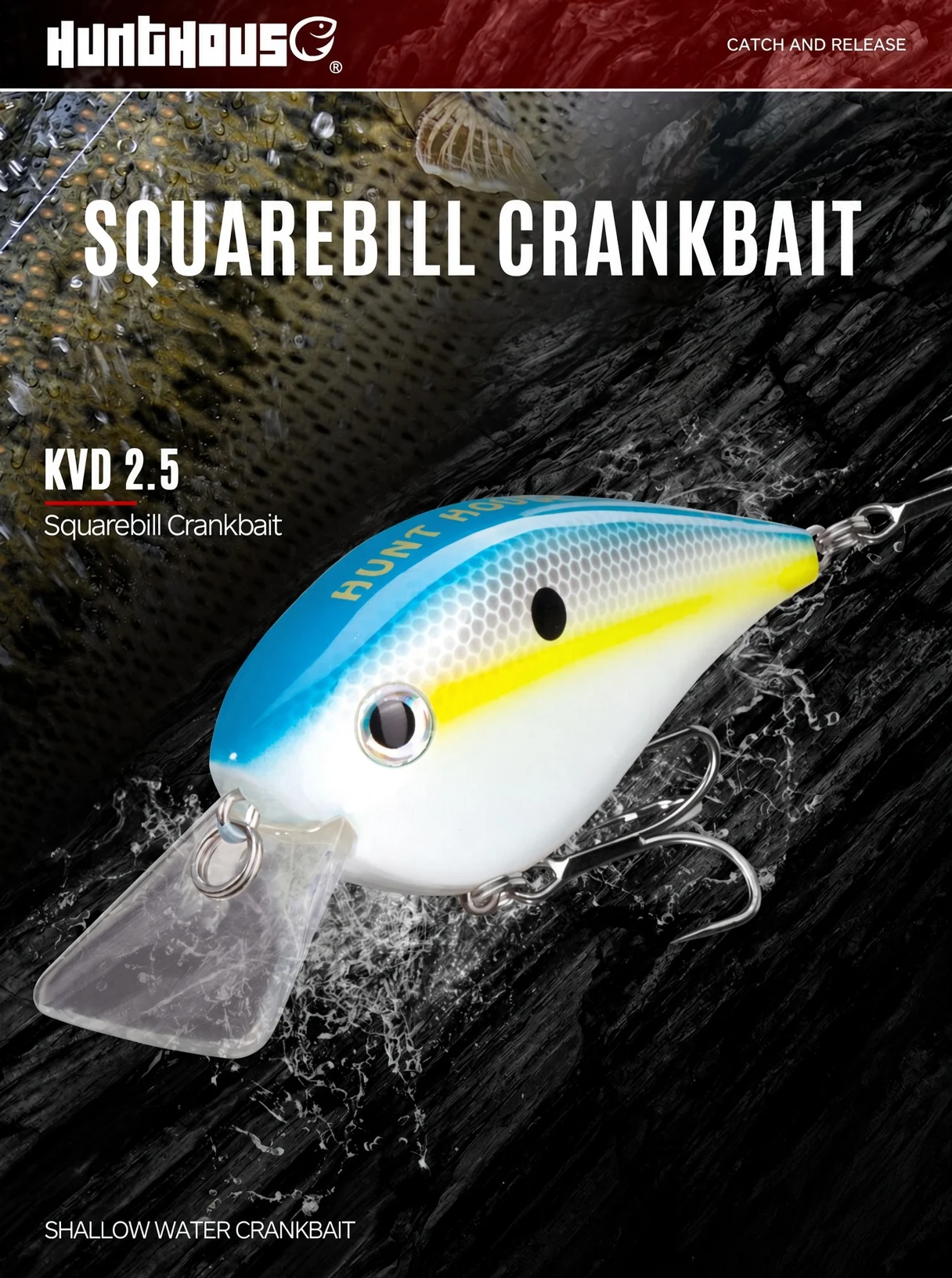 Hunthouse Squarebill Crankbait 65mm 16,5g Schwimm Angeln Locken Kurbel Köder Harte Köder Für Bass Hecht Angeln Süßwasser LW902 – Detail 4