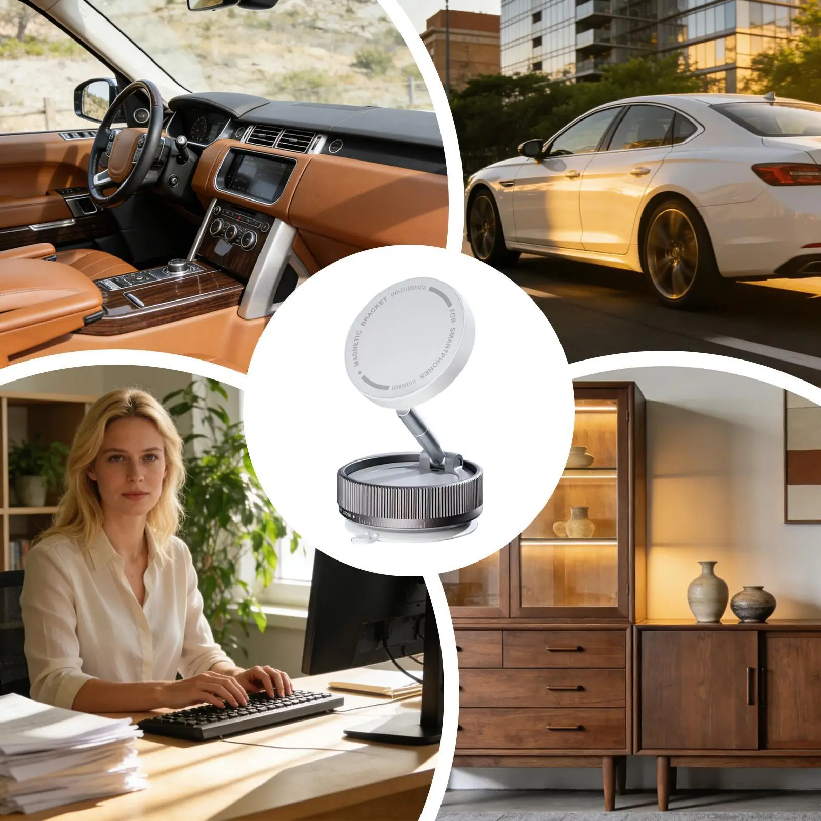 

Suction Cup Phone Mount Adjustable Magnetic Suction Cup Car Phone Mount For Driving Gym Bedroom Office Desk Kitchen Travel