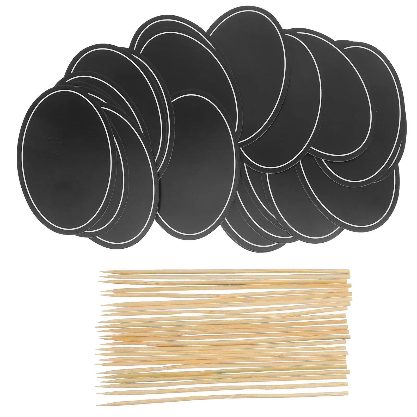 

24Pcs Black Round Buffet Food Labels Chalk Board Sign Board Wedding Cheese Markers Writable Sign Picks Catering Tools Kitchen