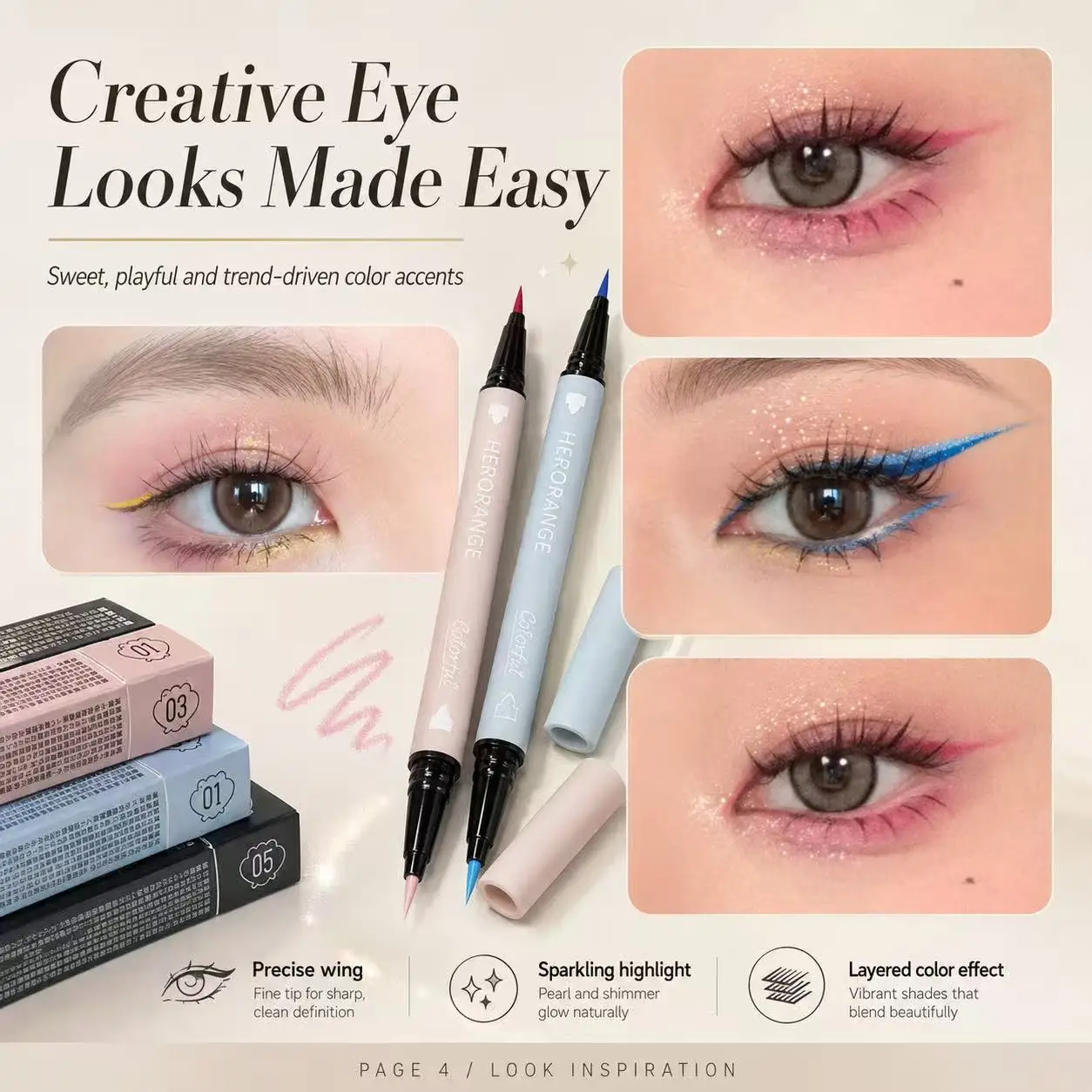 Herorange Dual-End Eyeliner: Glatter Stift, wischfest, langanhaltend, natürlicher Look – ideal für Anfänger, Studenten und das tägliche Make-up – perfektes Geschenk