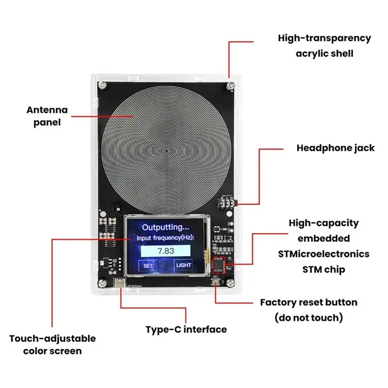 PORK-7.83Hz Schumann Waves Resonance Generator Frequency Pulse Audio Resonator Type-C Interface 0.01-099999Hz