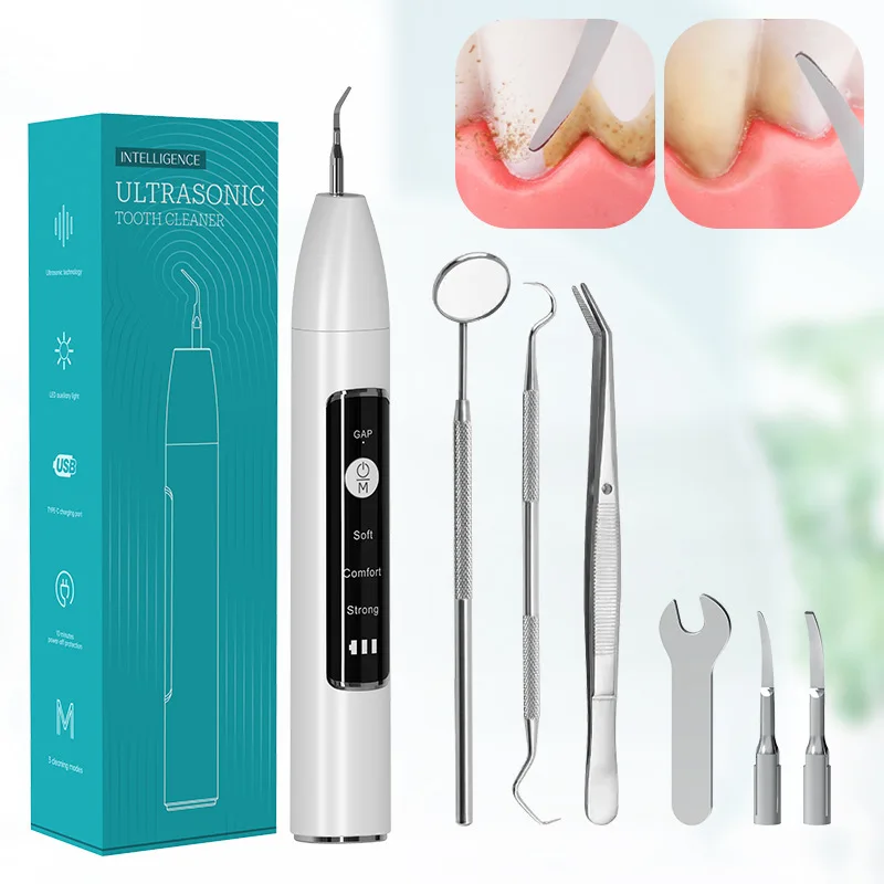

Household Electric Ultrasonic Dental Cleaner Portable Dental Calculus Flushing Device Tooth Stain Removal Instrument.