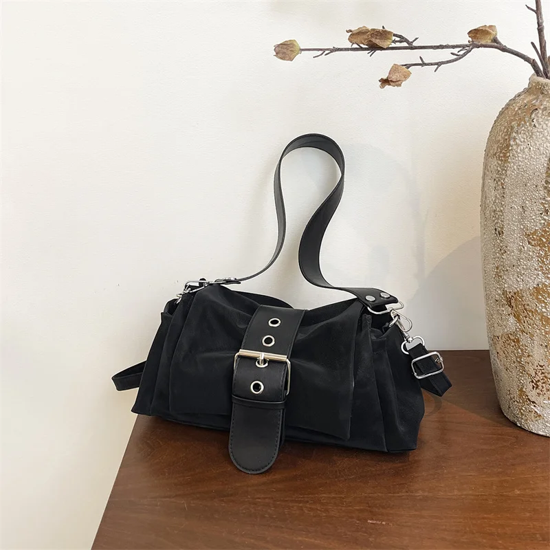 Damen-Achseltaschen aus Kunstwildleder, modische, geraffte Damen-Umhängetasche, Damenhandtasche, kleine Unterarmtasche, Bolsa Feminina – Detail 16
