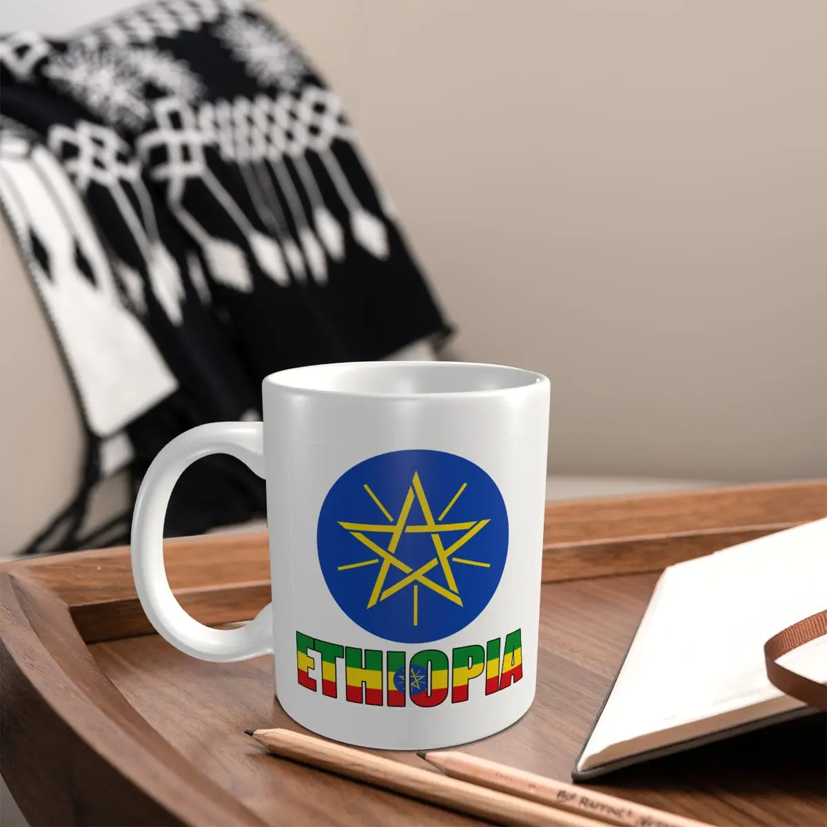 Mark Cup Mug Ethiopia Letter Flag Emblem Coffee Mugs Tea Milk Water Cup Travel Mugs For Office Home