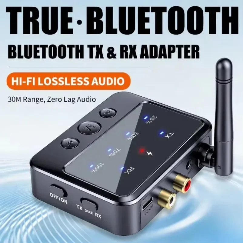 Bluetooth 6.0 Audio Transmitter Receiver 2 in 1 Adapter Wireless Audio Receiver RCA 3.5mm AUX for TV Speaker Amplifier Headphone