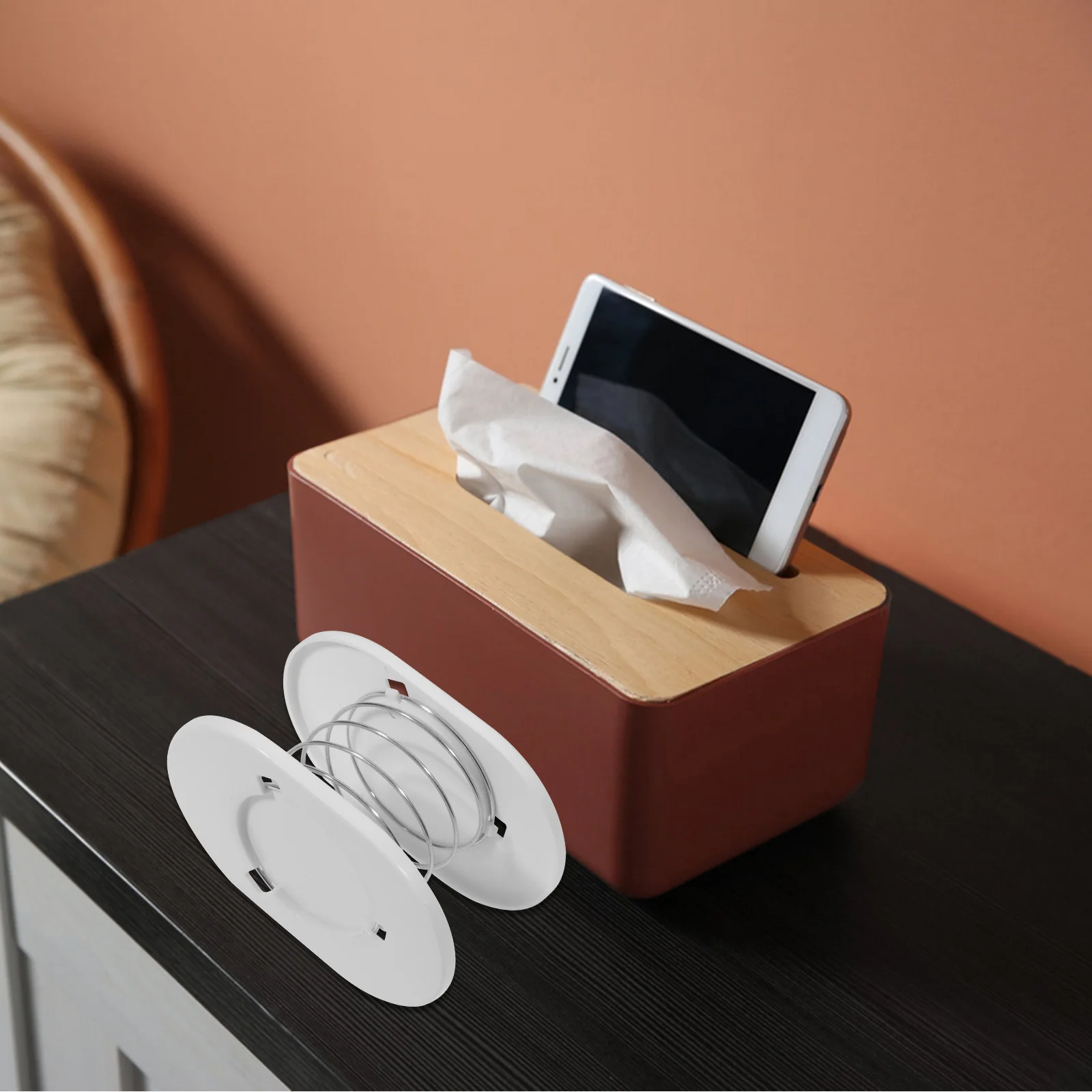 

2pcs Tissue Spring Holder Pp Metal Support For Living Room Bedroom Bathroom Kitchen Office Tissue Box Stretcher Replacement