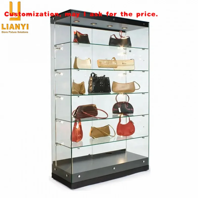 

custom.Tailor-made Frameless Bags Display Cabinet Glass showcase Handbag with Lock