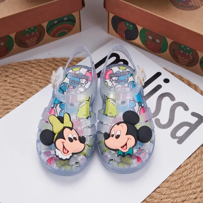 2024 New Children\'s Roman Sandals Mickey Minnie Bun Head Spider Shoes Soft Soled Beach Shoes for Boys and Girls Birthday Gift