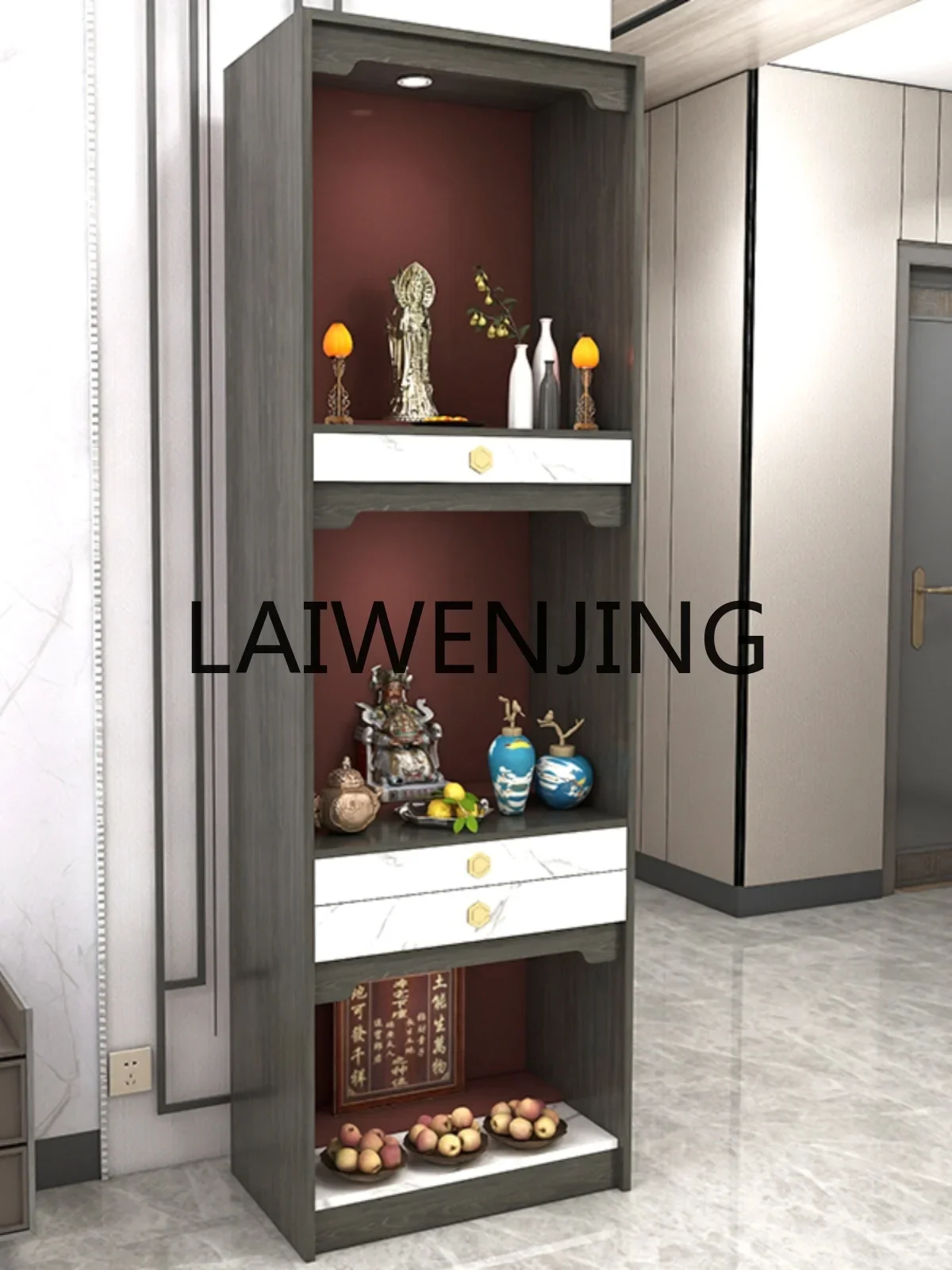 

3-Layer Tape Door Buddha Niche Clothes Closet Buddha Shrine Guanyin Altar God of Wealth Altar Buddha Cabinet