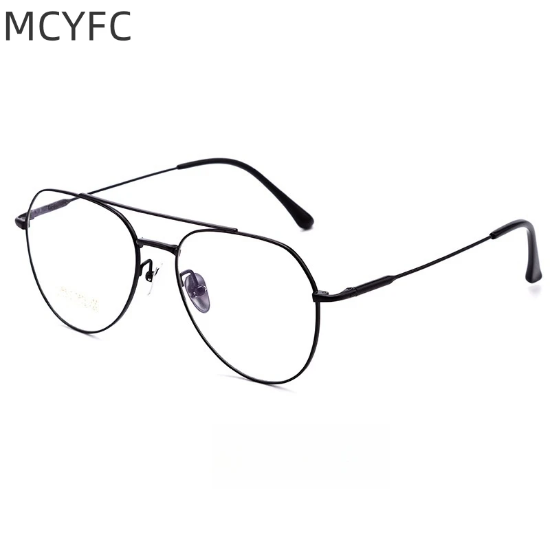 

Высококачественные титановые очки MCYFC, оправа для очков для мужчин, оправа для очков в стиле лягушки с двойным мостиком для женщин, черные и Золотые очки