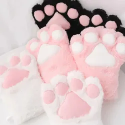 Guantes de felpa Kawaii para mujer, mitones sin dedos, mullidos, medio dedo, Pata de Gato, oso, Invierno