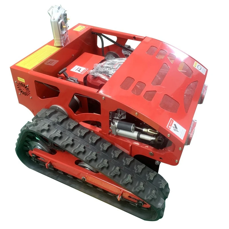 

Remote control weedcutter, crawler-type, self-propelled four-wheel drive grass chopping and grass cutter, household