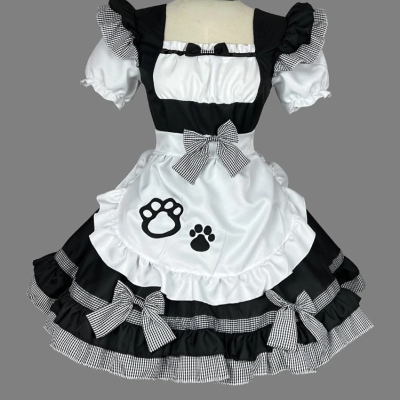 Lolita Cat Girl Maid Cosplay Costumes, Tablier de femme de chambre classique, Tenues Anime, Noir, Blanc, Rose, Robe de soirée mignonne, Grande taille